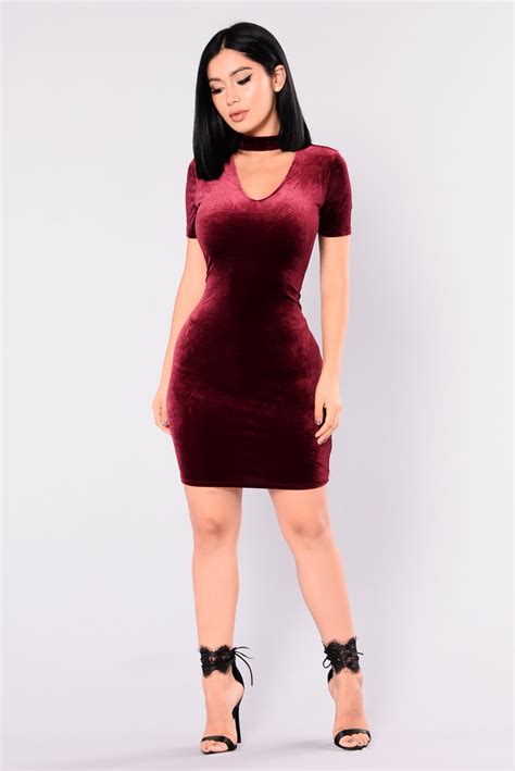 Shawna Velvet Dress Burgundy