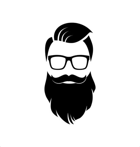 Long Beard Hipster Head Portrait Vector Set 06 Free Download