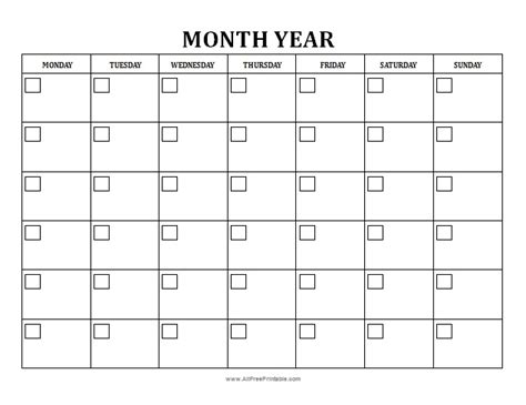 9 Best Images Of Free Blank Monthly Calendar Printable Blank Monthly