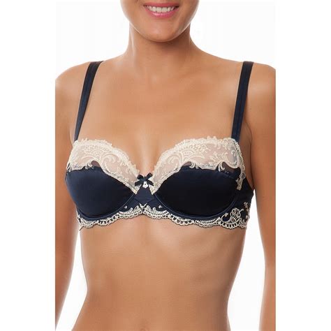 Splendeur Soie Silk Half Cup Bra In Marine Blue For Her From The Luxe
