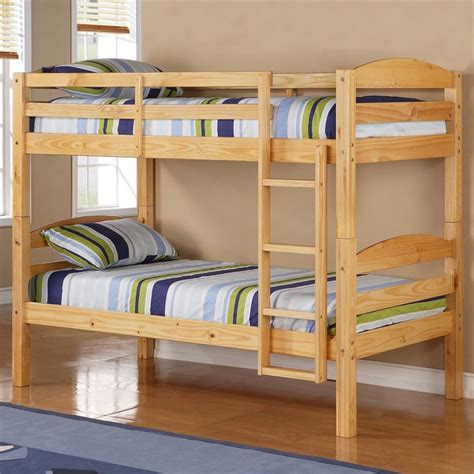 Walker Edison Twin Over Twin Bunk Bed In Natural Bwstotnl