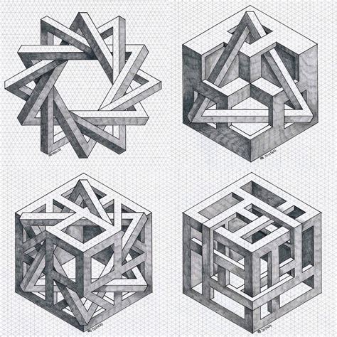 Illusion Drawings 3d Drawings Illusion Art Isometric Grid Isometric