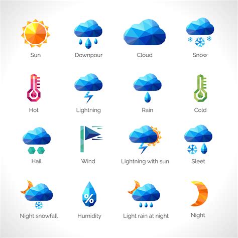 Weather Polygonal Icons 463052 Vector Art At Vecteezy