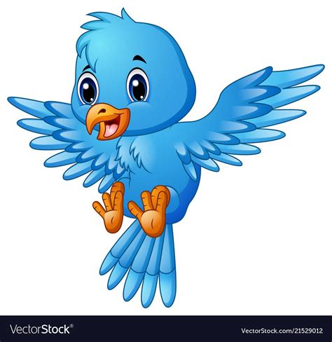 Cute Blue Bird Cartoon Flying Vector Image On Vectorstock Cartoon