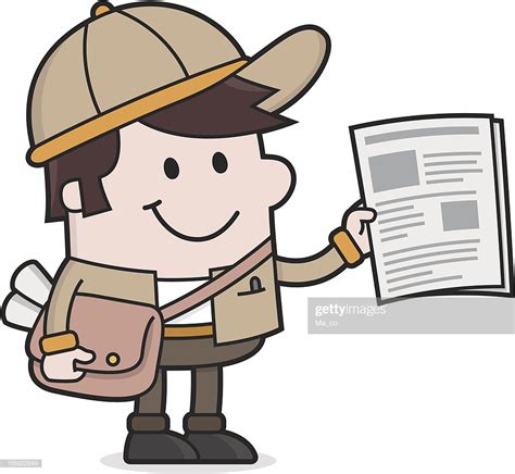 Cartoon Newspaper Delivery Boy Newsletter High Res Vector