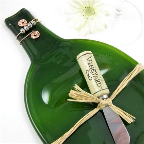 Large Melted Wine Bottle Serving Tray Emerald Green And Eco Etsy