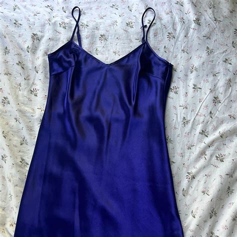 Deep Blue Purple Satin Slip Dress Recommended For Depop