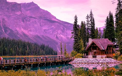 Download Wallpapers Emerald Lake Evening Sunset Mountain Lake