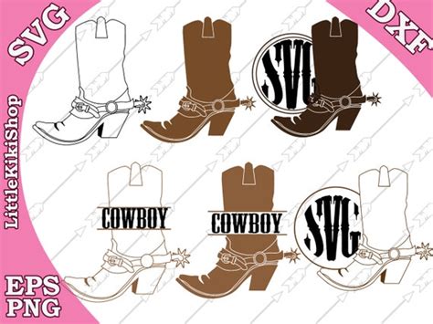 Cowboy Monogram Western Svgboot Monogram Svgvinyl Cutting Filecowboy
