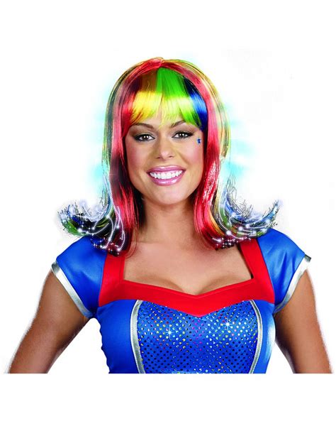 Light Up Rainbow Wig Fantasy Rave Costume Accessory