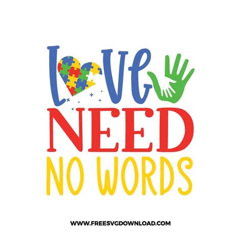 Love needs no words SVG & PNG Autism cut files - Free SVG Download