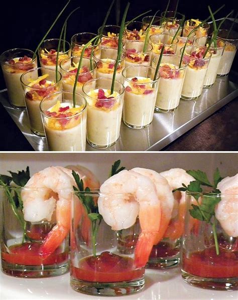 They're inexpensive, can be served at room temperature. Such neat ideas for serving foods like soups and shrimp cocktail! Could use disposable clear ...