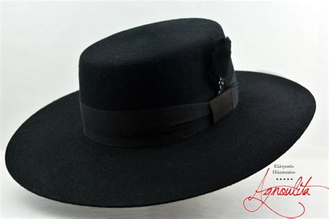 Bolero Hat The Dress Black Wool Felt Flat Crown Wide Brim Hat Men Women