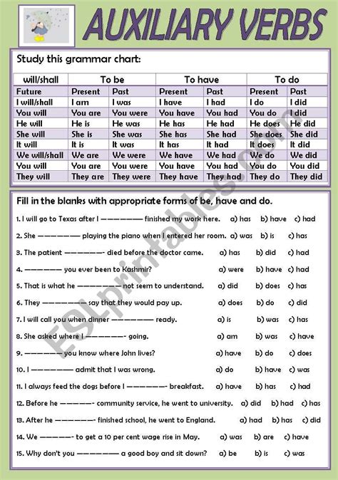 Auxiliary Verbs Esl Printable Worksheets And Exercises Verb Hot Sex