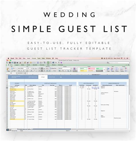 You'll be able to set your own parameters for the various events you. Wedding Guest List Spreadsheet Wedding Guest List Tracker