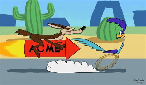 Wile E Coyote And Roadrunner Colour By Fierybirdything On