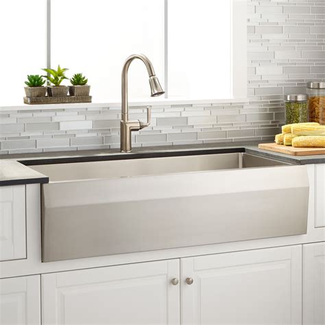 This farmhouse apron sink revolutionary to say the least. 39" Kingsley Stainless Steel Farmhouse Sink In Beveled Apron | Signature Hardware | Stainless ...