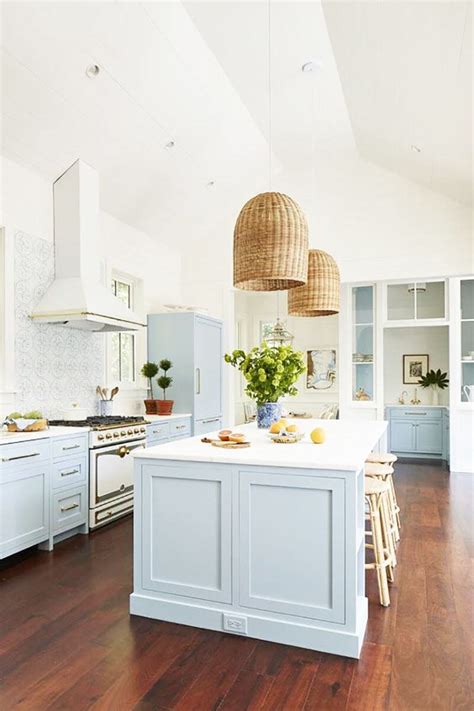 Todays 5 Beach Prettys Beautiful Kitchens In 2021 Light Blue