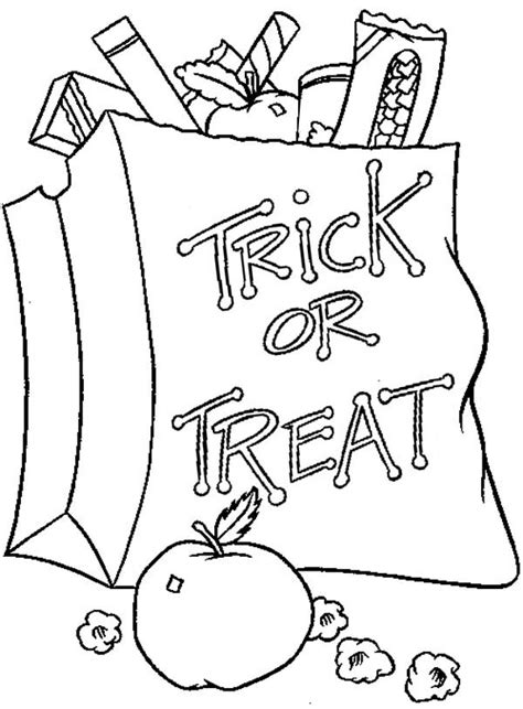 Halloween Day Trick Or Treat Candy Bag Coloring Page Halloween Day