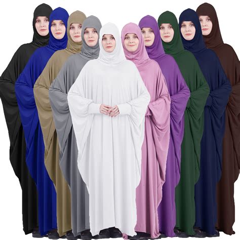 muslim women prayer dress robe islamic hijab abaya khimar jilbab kaftan overhead ebay