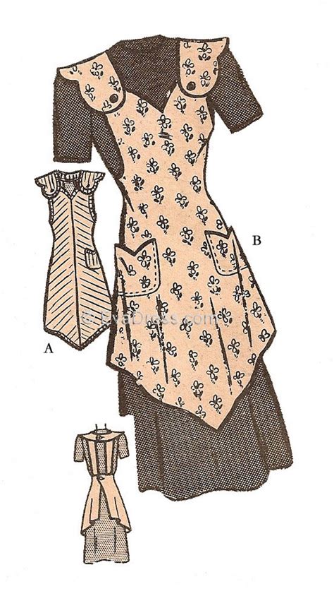 1940s One Yard Apron Pattern 36 38 Bust Etsy