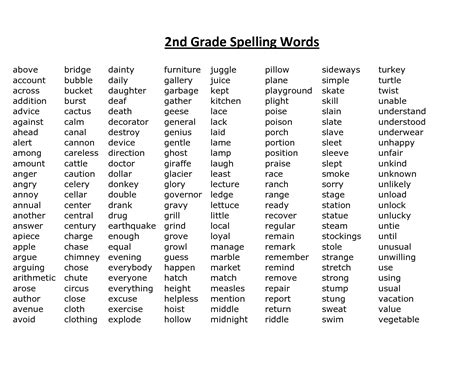Grade 2 Sight Words Printable Words Print