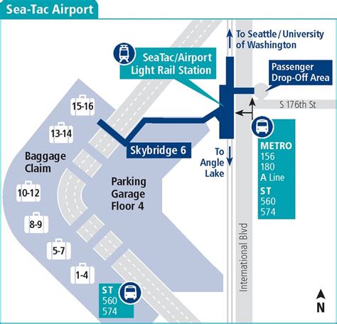 Sea Tac Airport Service Map Light Rail Seattle University Light
