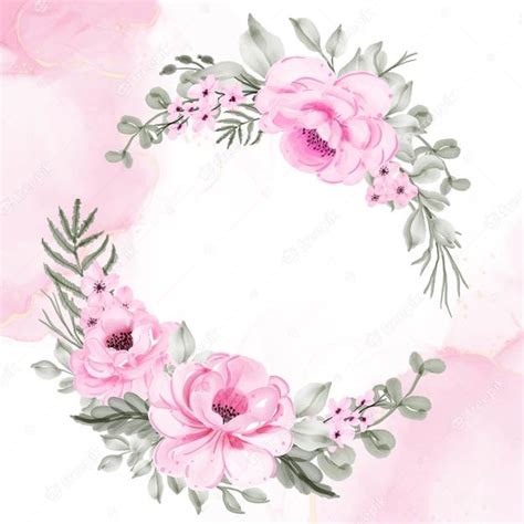 Premium Vector Flower Wreath Pink Illustration Watercolor
