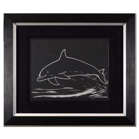 Wyland Signed Dolphin 16x20 Custom Framed Original Sketch Pristine