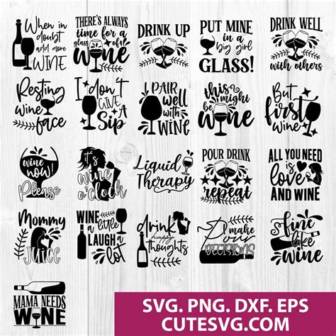 Wine Svg Bundle Funny Wine Quotes Svg Cut Files Drinking Svg