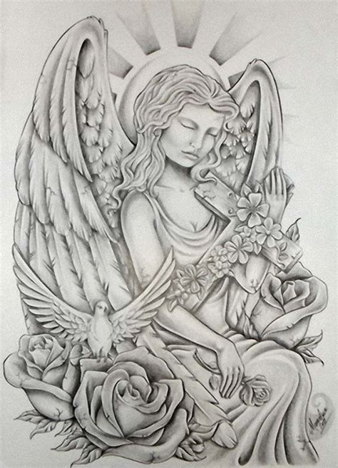Free Angel Tattoo Stencils Btslineartdrawingsimplejimin