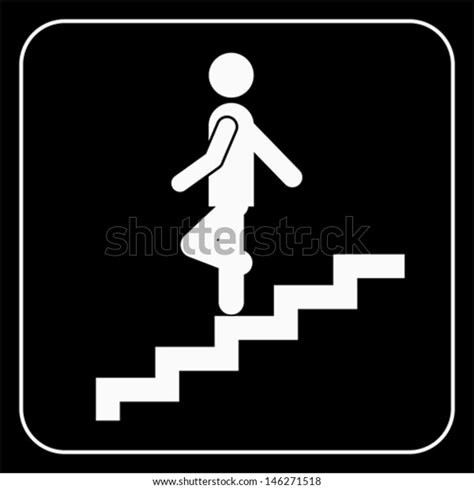 Man On Stairs Going Down Symbol Stock Vector Royalty Free 146271518
