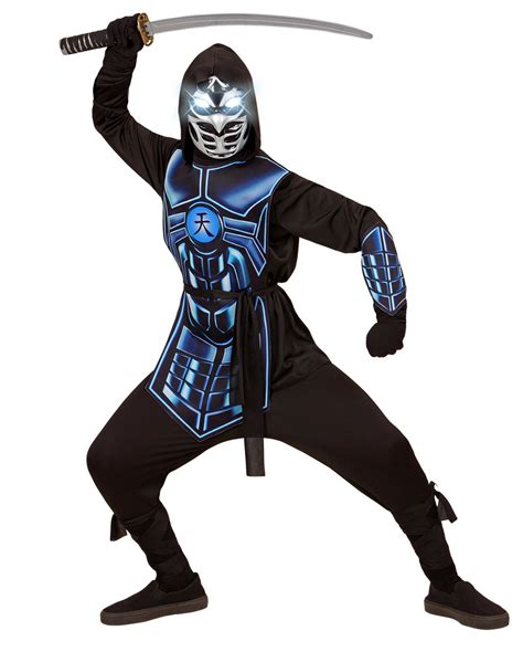 Cyber Ninja Child Costume With Glowing Eyes Horror