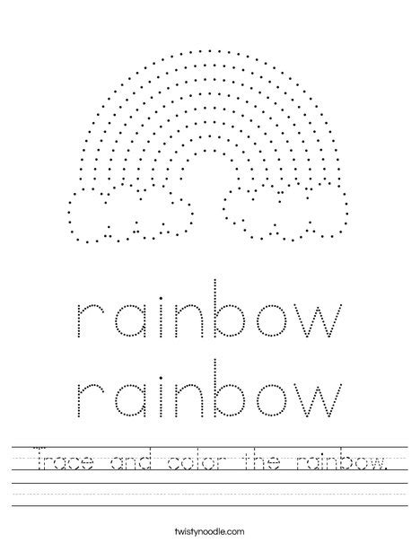 Trace And Color The Rainbow Worksheet Twisty Noodle