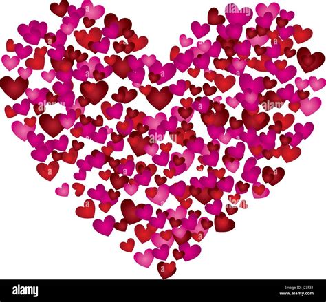 Colorful Silhouette Of Many Hearts Forming A Big Heart Stock Vector