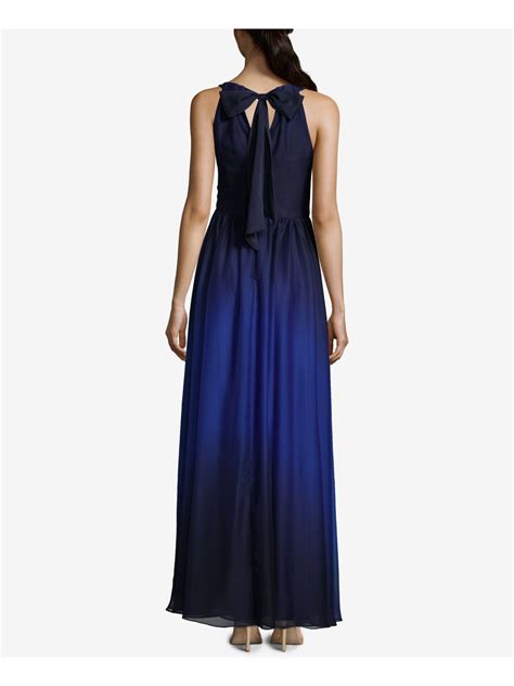 Betsy And Adam Womens Navy Ombre Chiffon Gown Halter Maxi Evening Dress