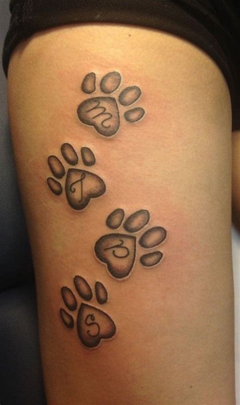 Unique Dog Tattoosletters And Paw Dog Tattoo