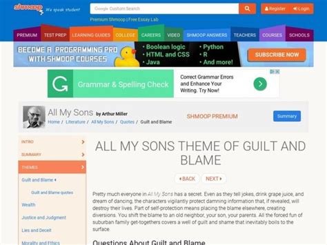 All My Sons Theme Of Guilt And Blame Interactive For 9th Higher Ed