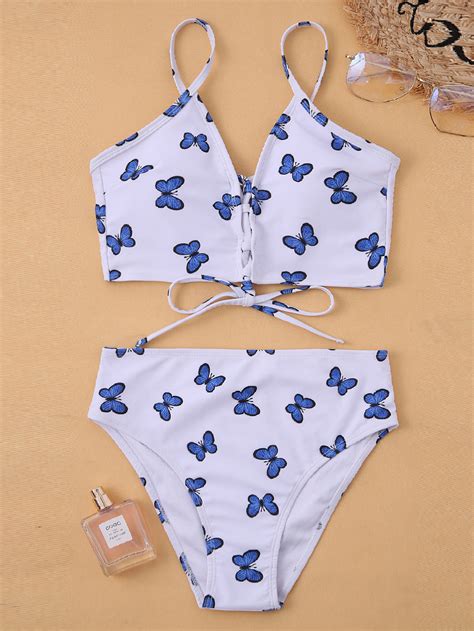 Butterfly Print Bikini Lace Split Swimsuit Cjdropshipping