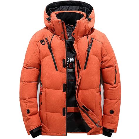 men s white duck down jacket warm hooded thick puffer jacket coat male casual high quality