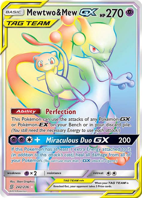 Mewtwo And Mew Gx 242 Unified Minds 2019 Pokemon Card