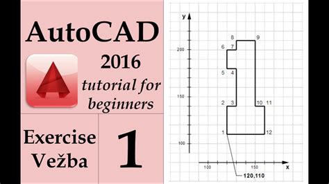 Autocad 2016 Tutorial For Beginners Exercise 1 Vežba 1 Youtube