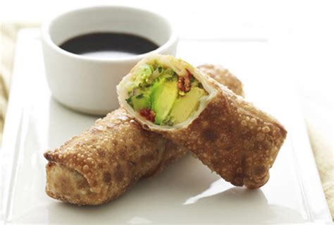 Use your finger to dab water onto the 4 corners of the roll. avocado egg rolls