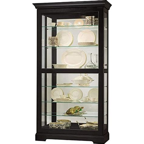 Howard Miller Tyler II Curio Cabinet Black Satin Finish Home Decor Six Glass Shelves
