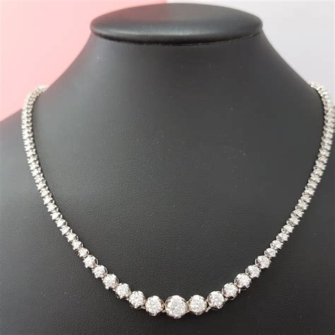 Real Diamond Necklace 14k White Gold Certified Diamond Stone Etsy