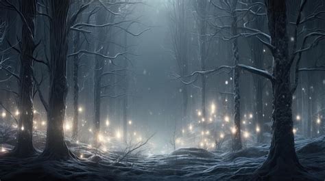Premium Ai Image Enchanted Winter Forest With Glowing Trees