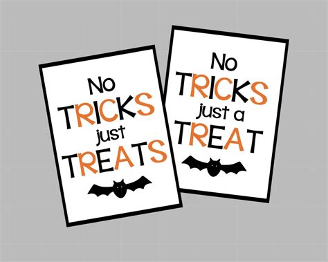 No Tricks Just Treats Halloween Tags No Tricks Just A Treat Etsy Canada