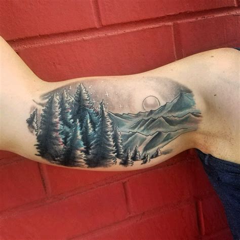 Black And Grey Mountain Scene Inside Arm Tattoo By Cody Cook Tattoonow