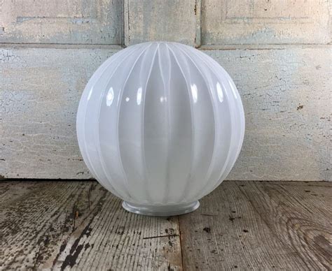 Vintage White Scallop Ball Shaped Mid Century Shade Etsy Light Fixture Covers Ceiling Light