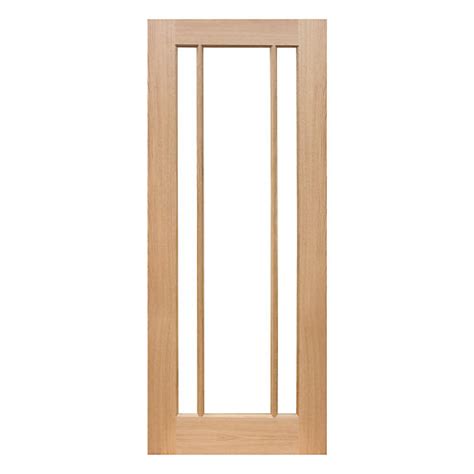 Wickes York Internal Oak Veneer Door Glazed 3 Panel ...